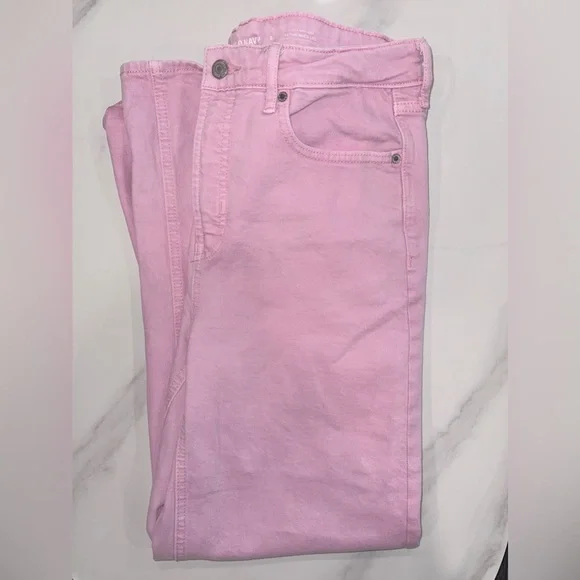 Old Navy Pink jeans wide leg  size 8 - Picture 2 of 9